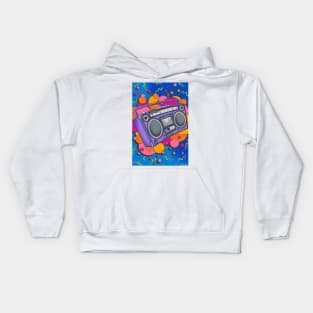 80s Boom Box Pattern Kids Hoodie